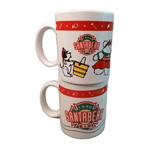 Santa Bears Fireman 2 Coffee Mugs Tea Cups Vintage 1996 Dayton Hudson Christmas